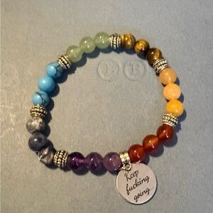 Multicolor Beaded Bracelet with Inspirational Charm